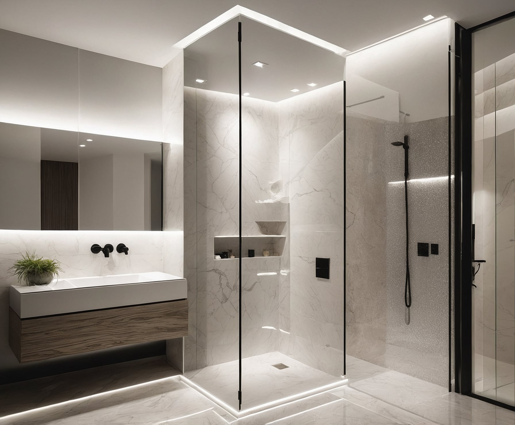 Baño modernizado con acabados de lujo